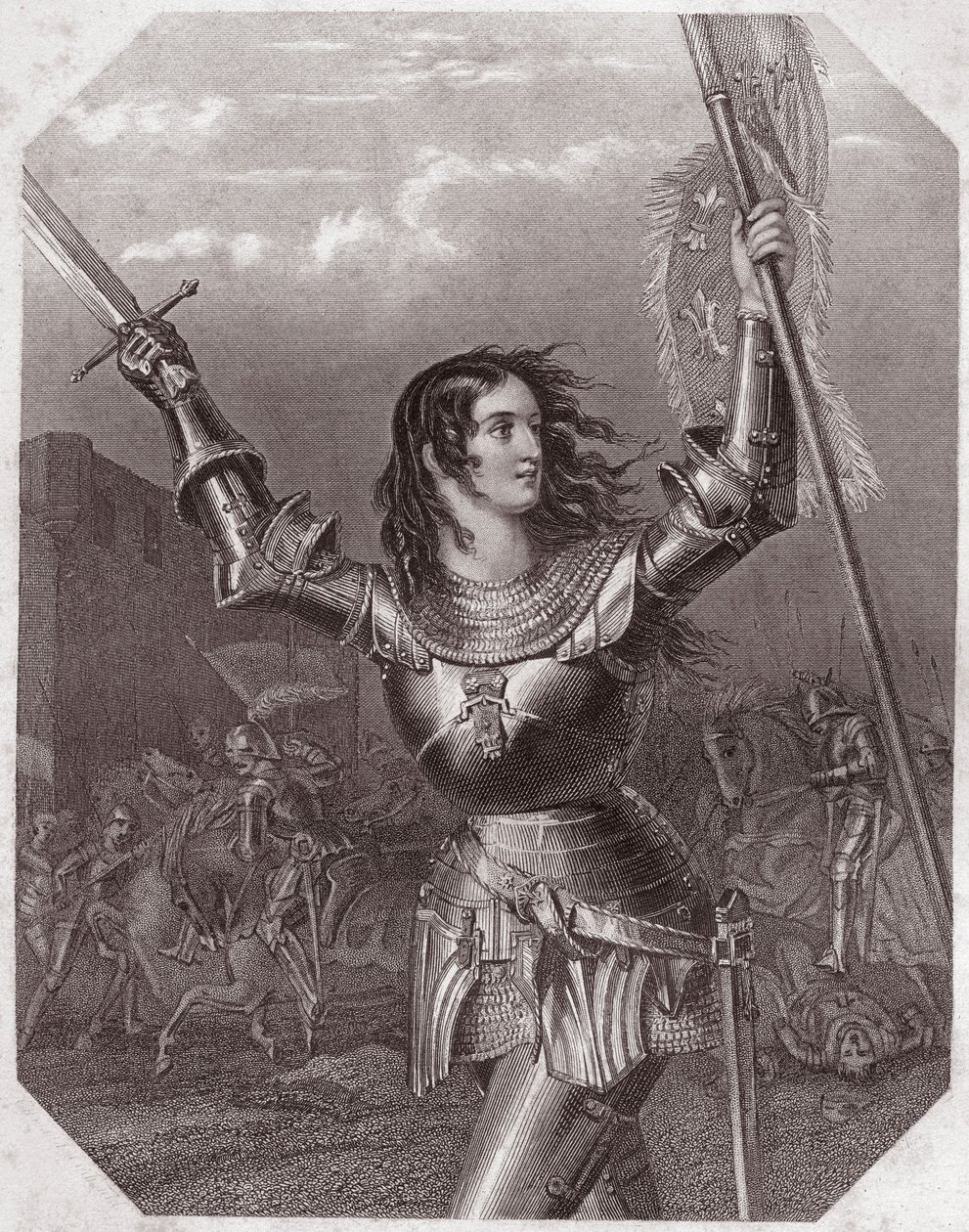 Joan of Arc (Henry VI tragedie i fem akter) - i - "" Galerie des femmes de Shakespeare, samling av førtifem seriøse portretter av de første kunstnerne i London, beriket med kritiske og litterære notiser""" rundt 1838 - fra " ” av English School