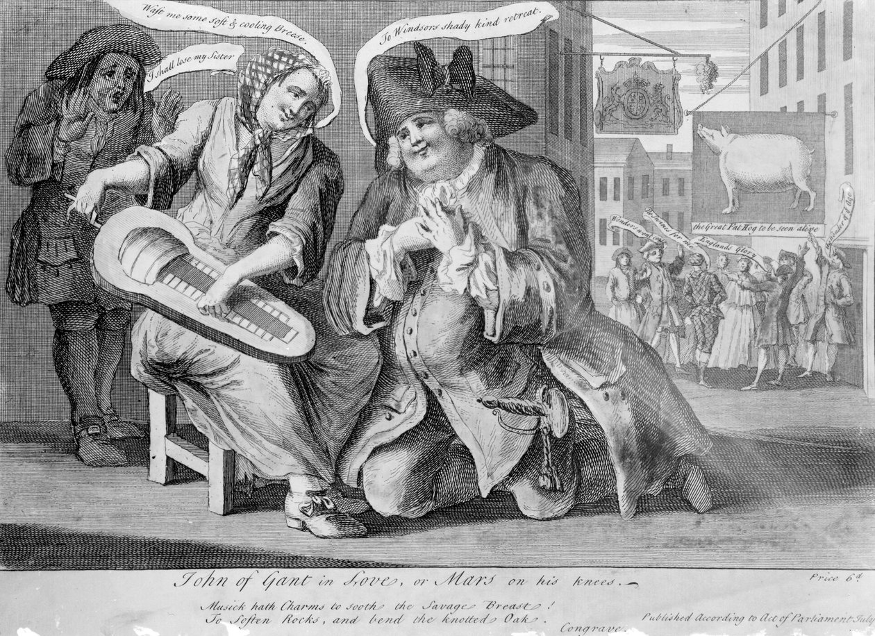 John of Gant in Love, eller Mars på knærne, 1749 av English School