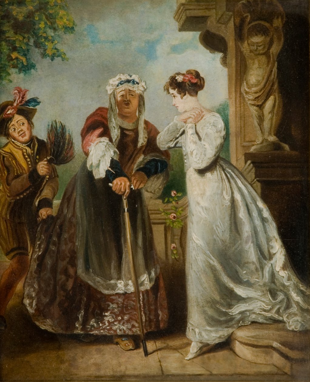 Juliet and the Nurse (olje på kort) av English School