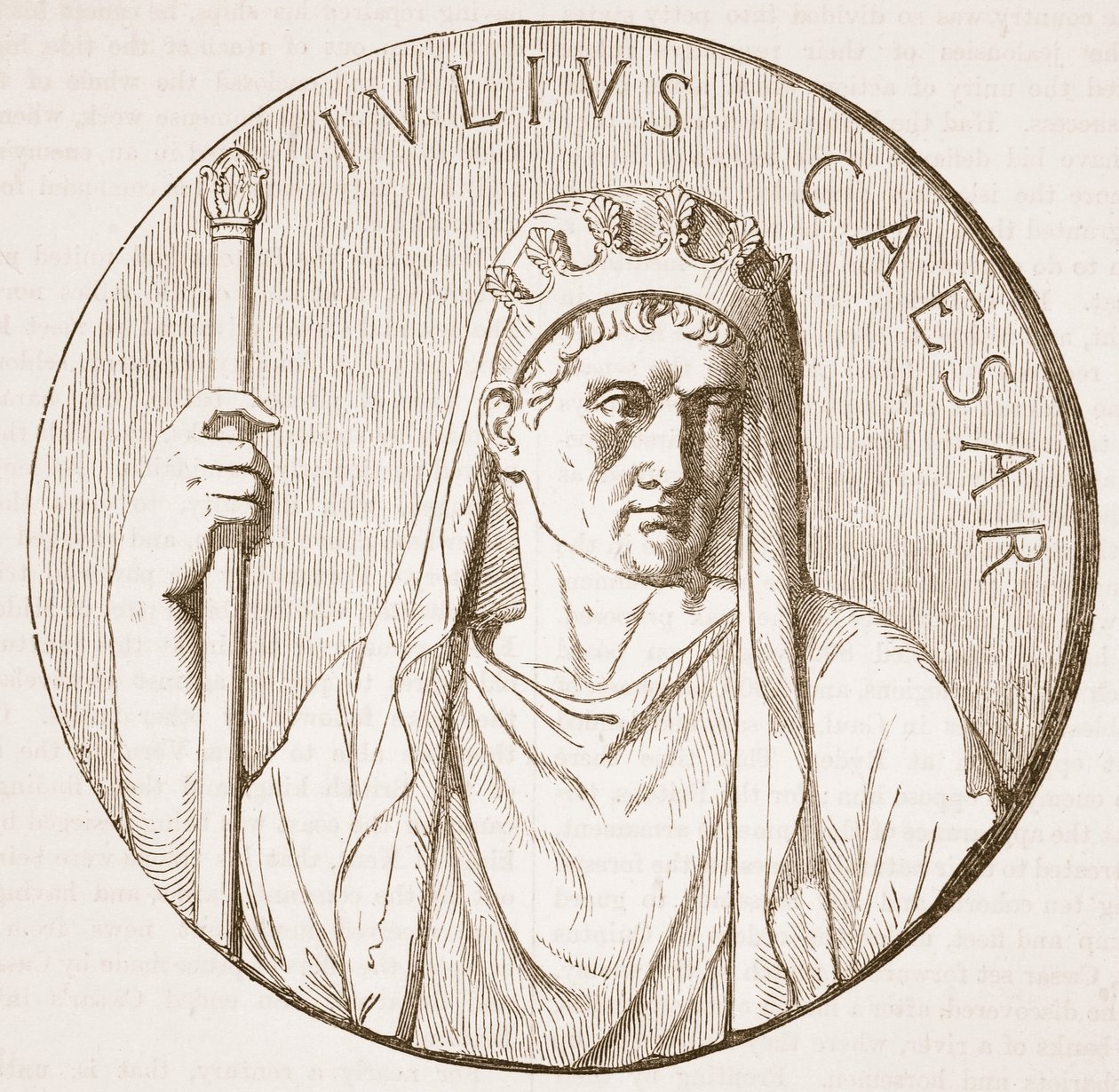 Julius Caesar, illustrasjon fra Cassells Illustrated History of England (sepia-foto) av English School