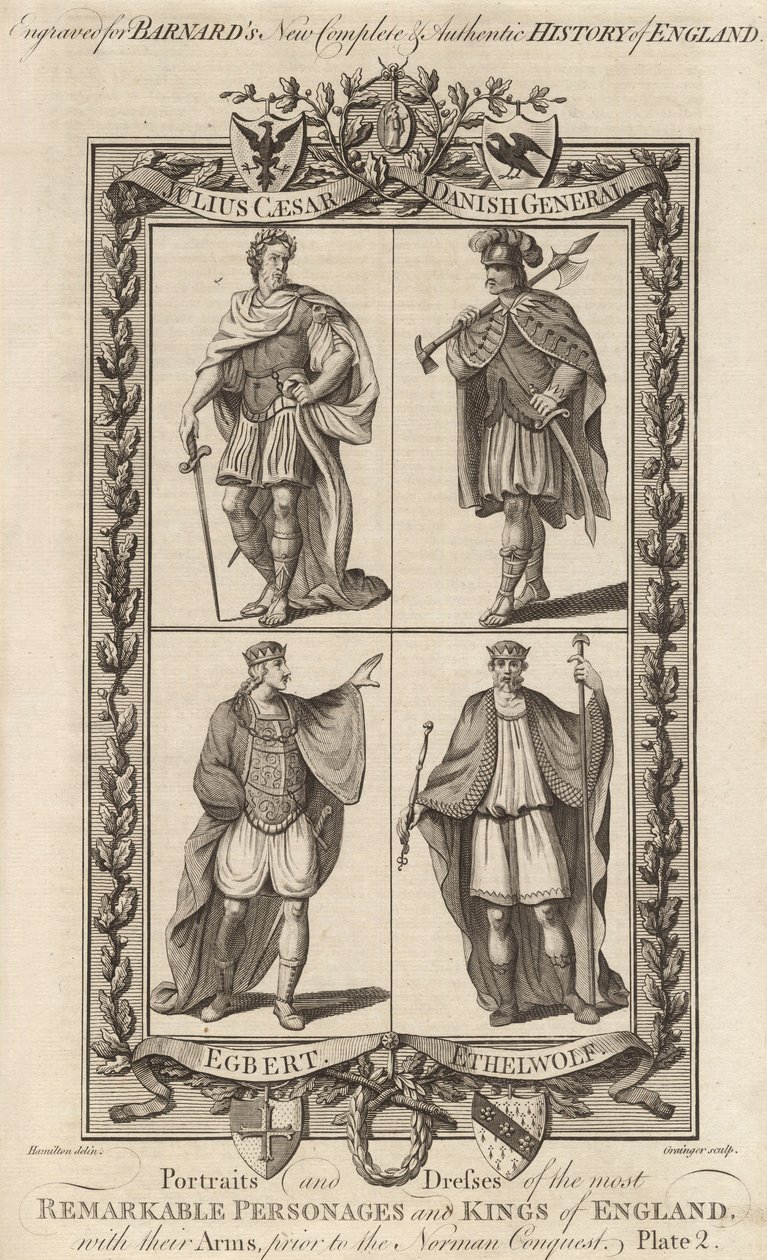 Julius Cesar, en dansk general, Egbert og Ethelwolf, illustrasjon fra 
