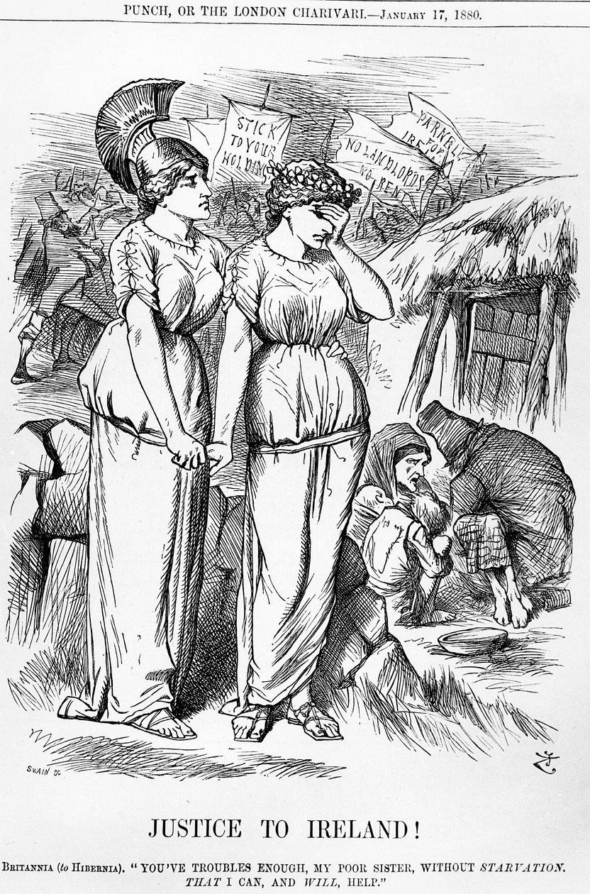 Justice to Ireland!, gravert av Joseph Swain, fra Punch, 17. januar 1880 av English School