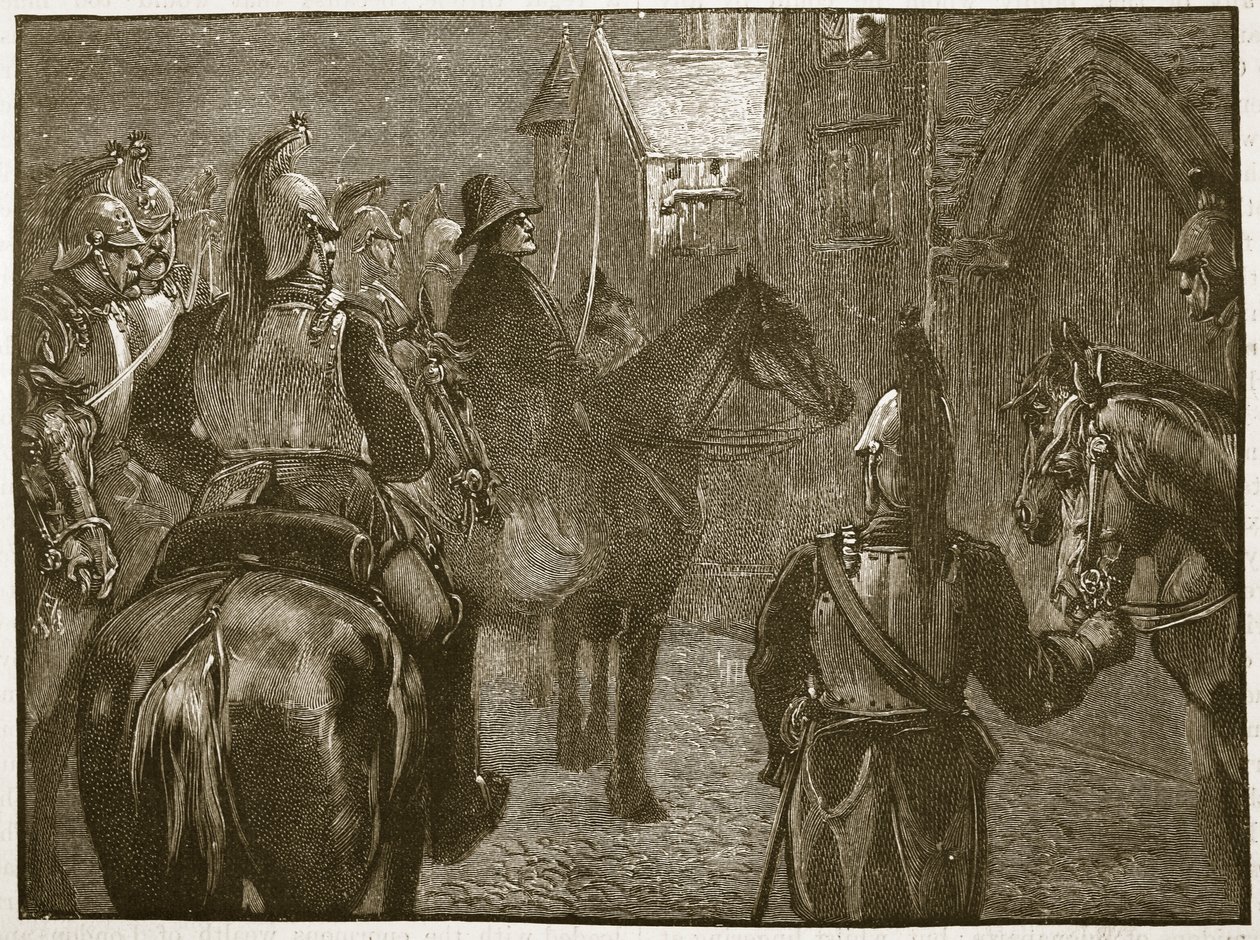 Kidnapping av Duke DEnghien, 1804, illustrasjon fra Cassells Illustrated History of England (sepiafoto) av English School