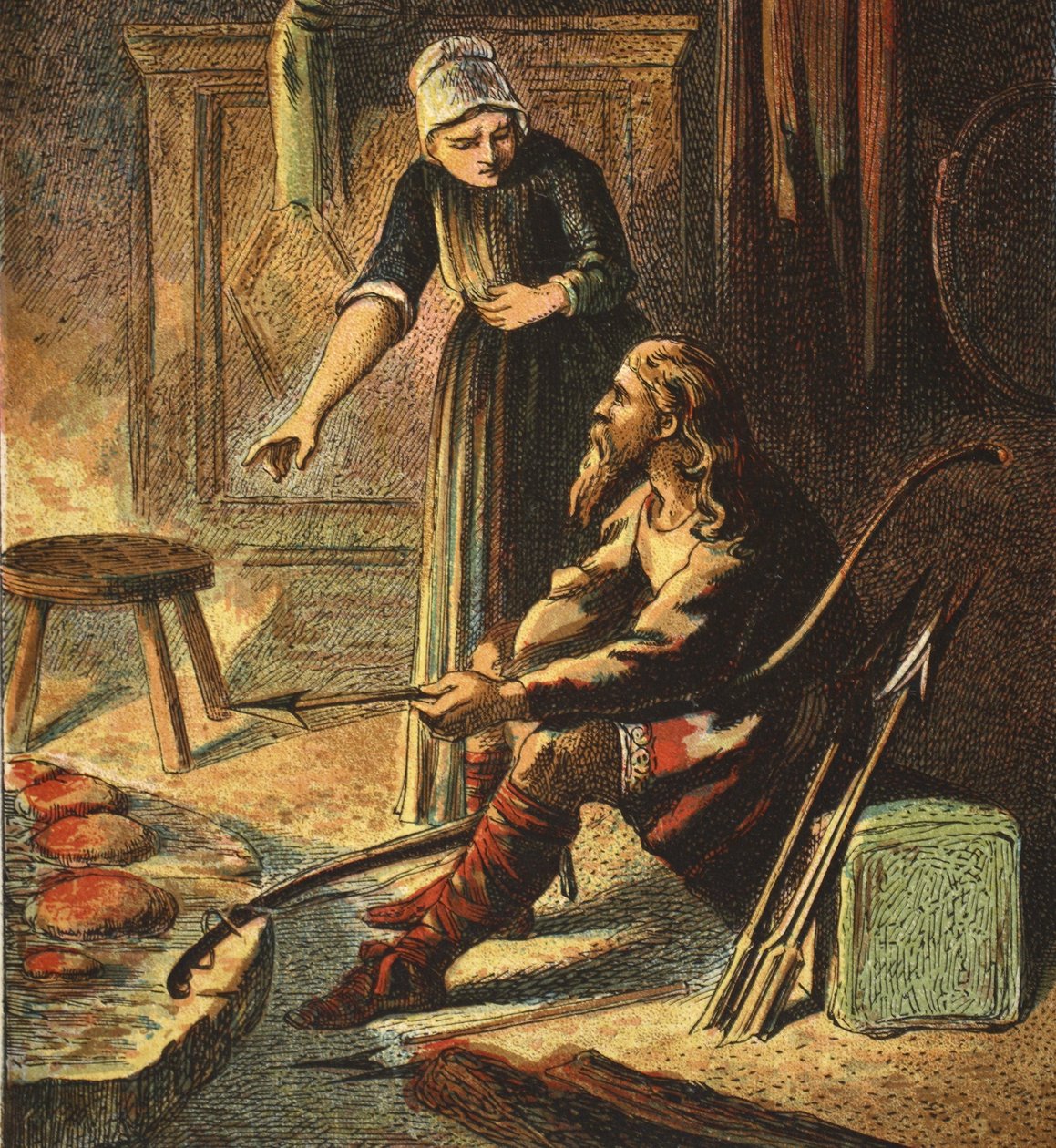 King Alfred and the Cakes, pub. 1890 av English School
