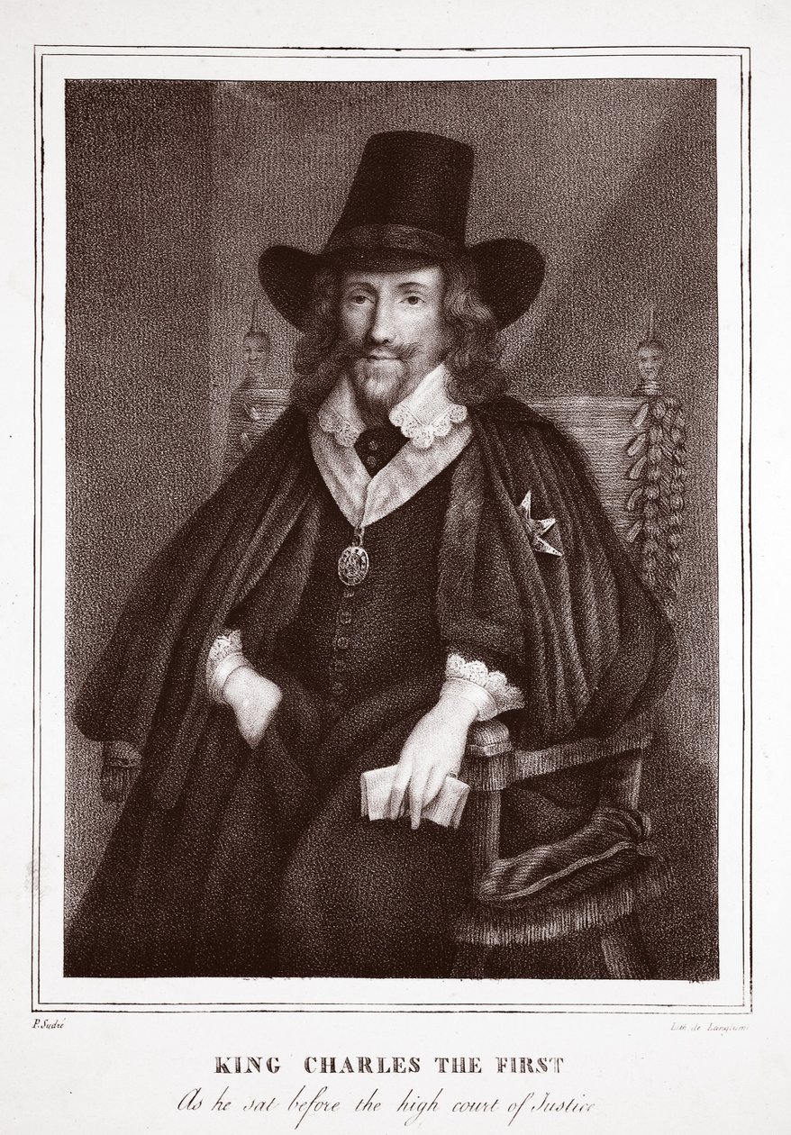 Kong Charles den første, Da han satt for Høyesterett, tilskrevet P. Sudre, gravert av de Langlume av English School