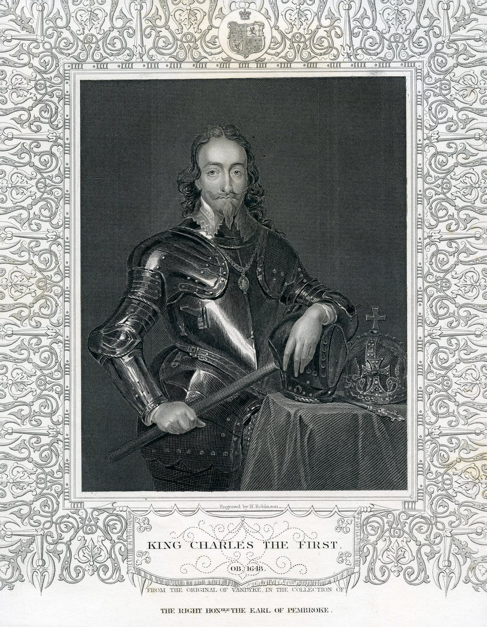 Kong Charles den første, gravert av H. Robinson etter Van Dyck, 1800-tallet av English School