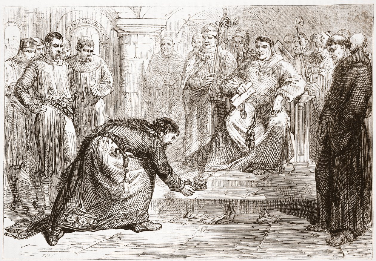 King John and the Popes Legate, illustrasjon fra The History of Protestantism av James Aitken Wylie (1808-1890), pub. 1878 av English School