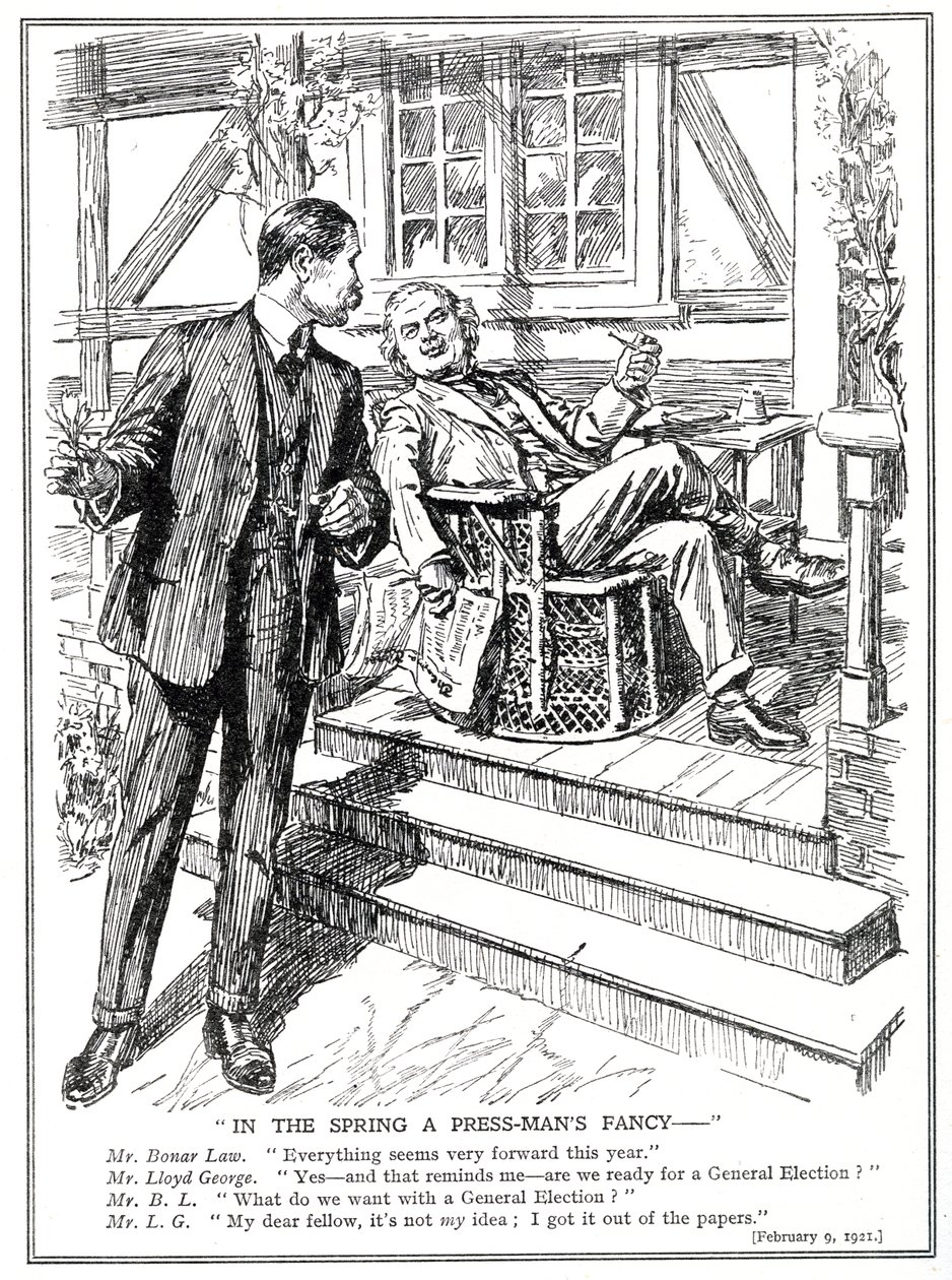 LLoyd George og Bonar Law diskuterer utsiktene til et stortingsvalg i februar 1920 av English School