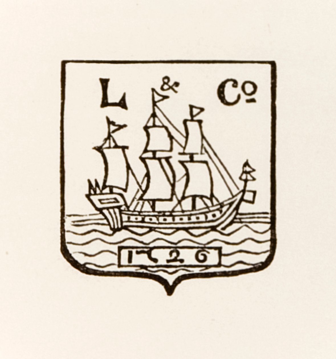 L & Co Ship 1726-logoen brukt av Longmans Green and Company av English School