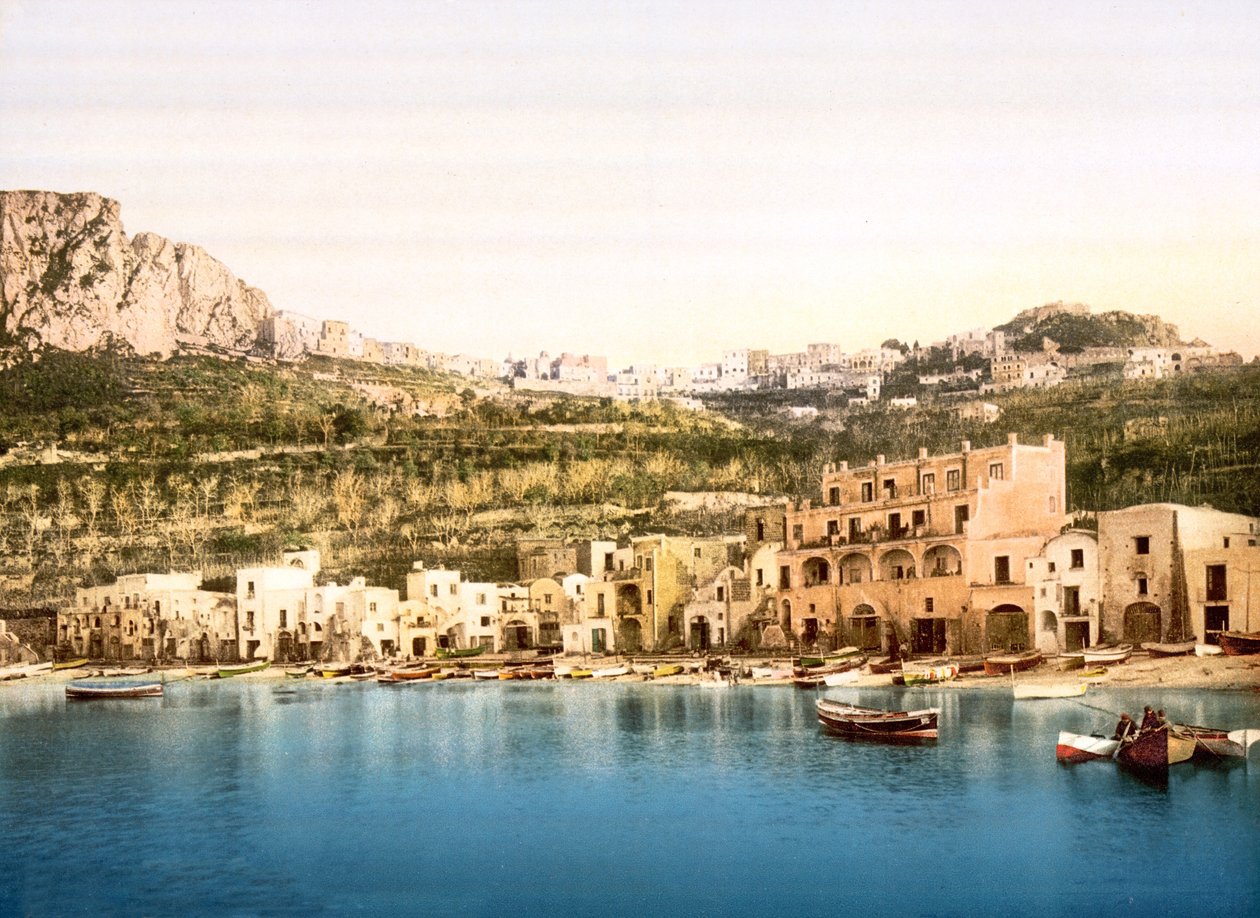 Marina Grande og Capri (håndfarget bilde) av English School