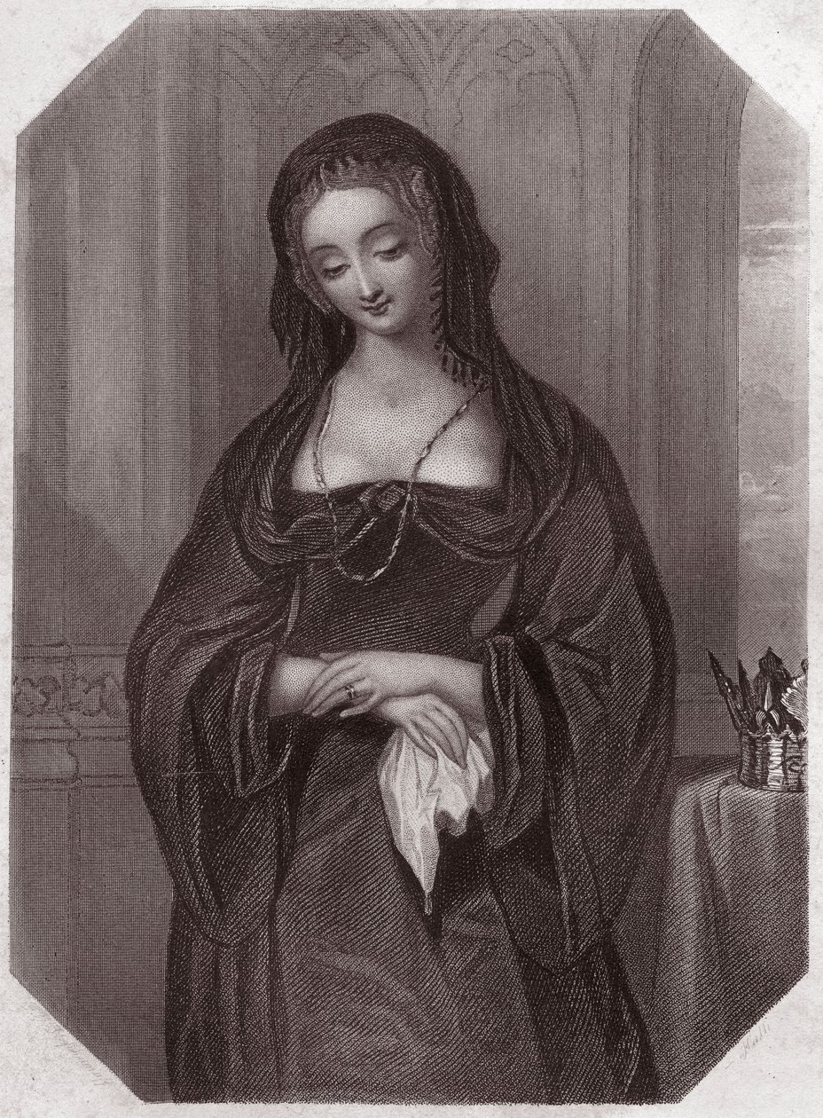 Lady Gray (Henry VI) (Henry VI) (Elizabeth Woodville) i - "" Galerie des femmes de Shakespeare, samling av førtifem seriøse portretter av tidlige London-artister, beriket med kritiske og litterære merknader""" ca. 1838 - fra " ” Galleri av kvinnene i av English School