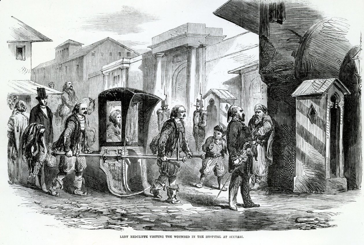 Lady Redcliffe besøker sykehuset i Scutari, 1800-tallet av English School