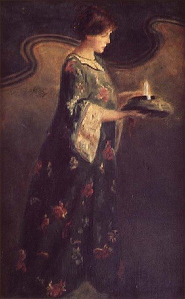 Dame med et lys, ca. 1890 av English School