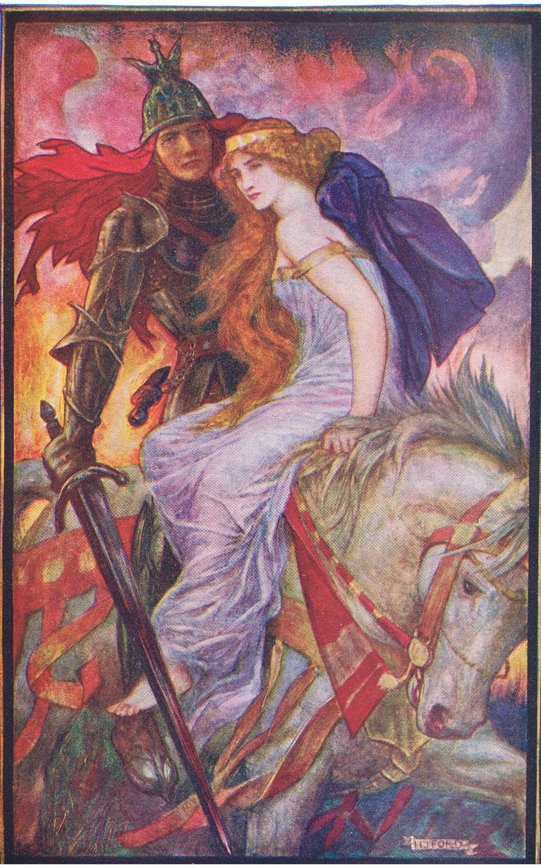 Lancelot bærer av Guenevere, illustrasjon fra 