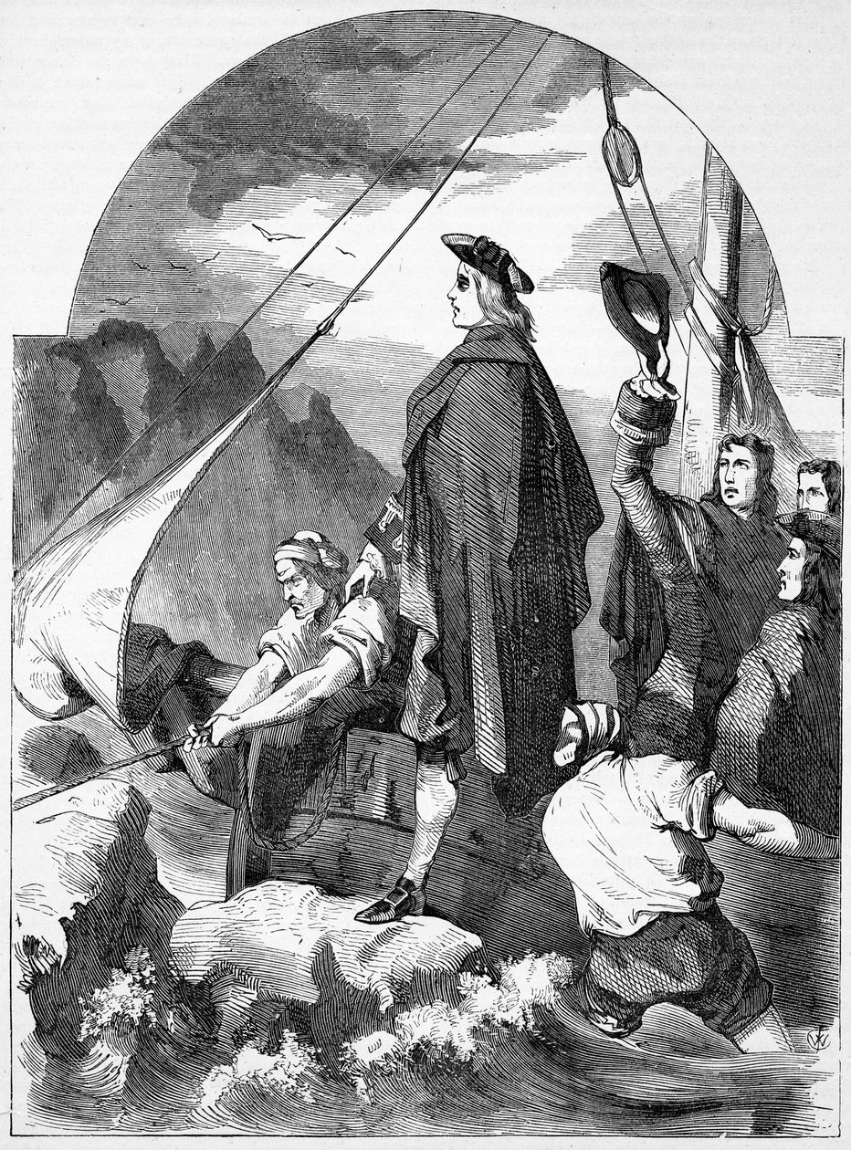Landing av Chevalier de St. George i Skottland, illustrasjon fra 