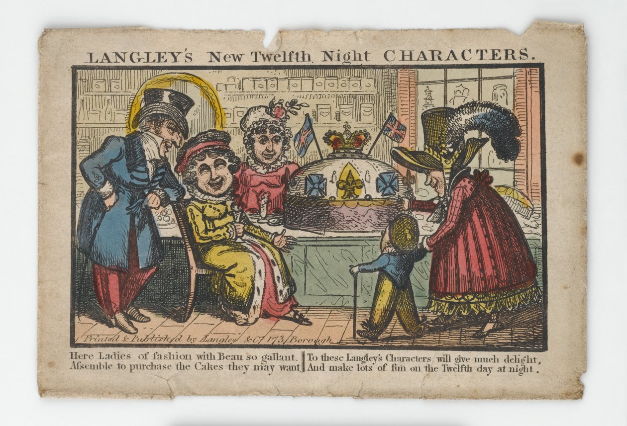Langleys New Twelfth Night Characters Envelope, 1818 (håndfarget gravering) av English School