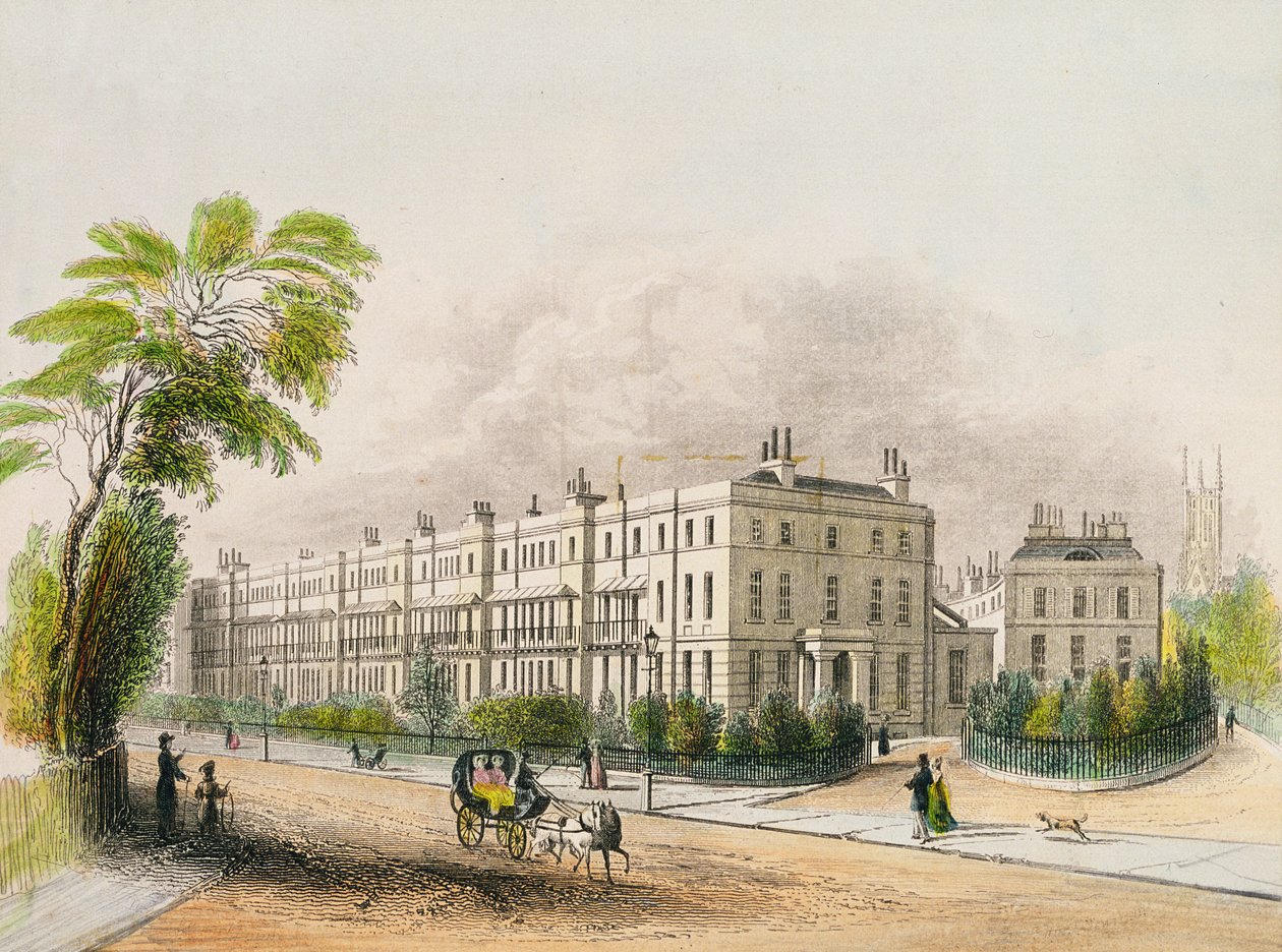 Lansdown Place, Cheltenham, gravert med litografi av M.D. Eichbaum, ca. 1845 av English School