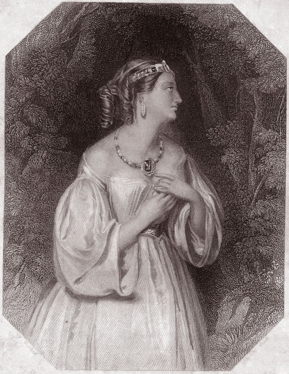 Lavinia, daughter of Titus, fiancee of Bassianus (Titus Andronicus or La Tres Lamentable Roman Tragedie by Titus Andronicus) in - “” Shakespeare