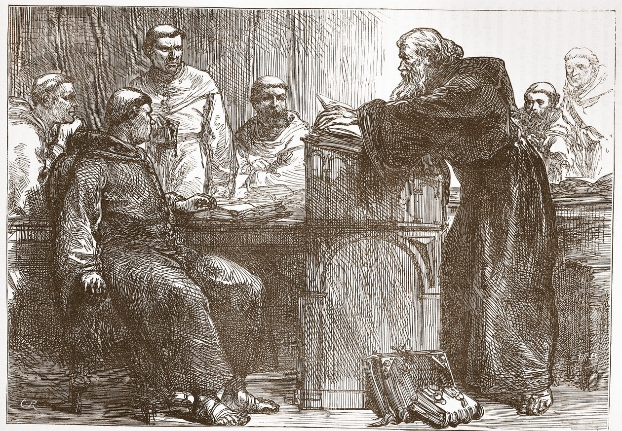 Lefevre foreleser ved Sorbonne, illustrasjon fra The History of Protestantism av James Aitken Wylie (1808-1890), pub. 1878 av English School