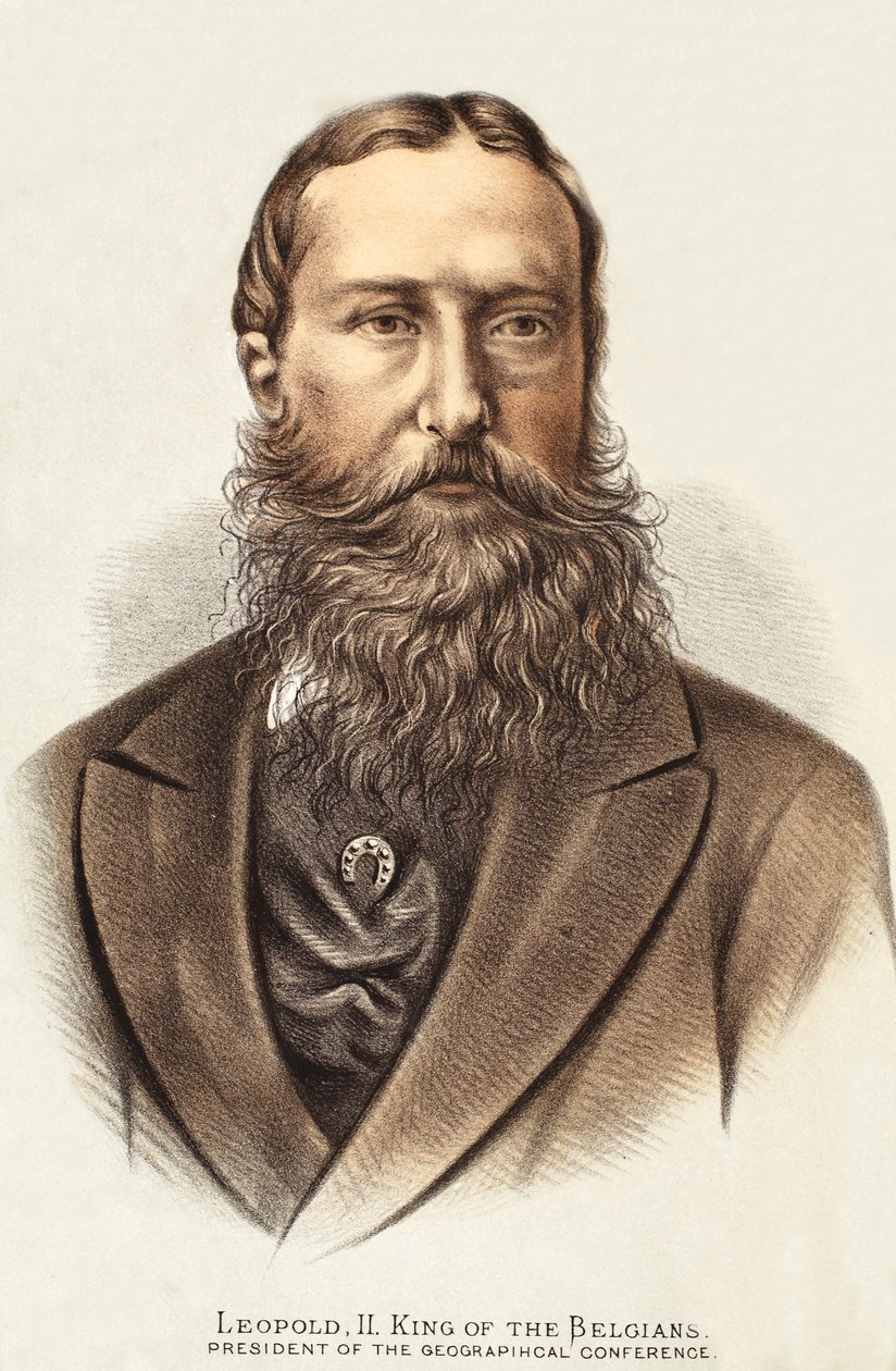 Leopold II, kongen av belgierne, illustrasjon fra The Pictorial Edition of the Life and Discoveries of David Livingstone av J. Ewing Richie, pub. av A. Fullarton & Co., 1876 av English School