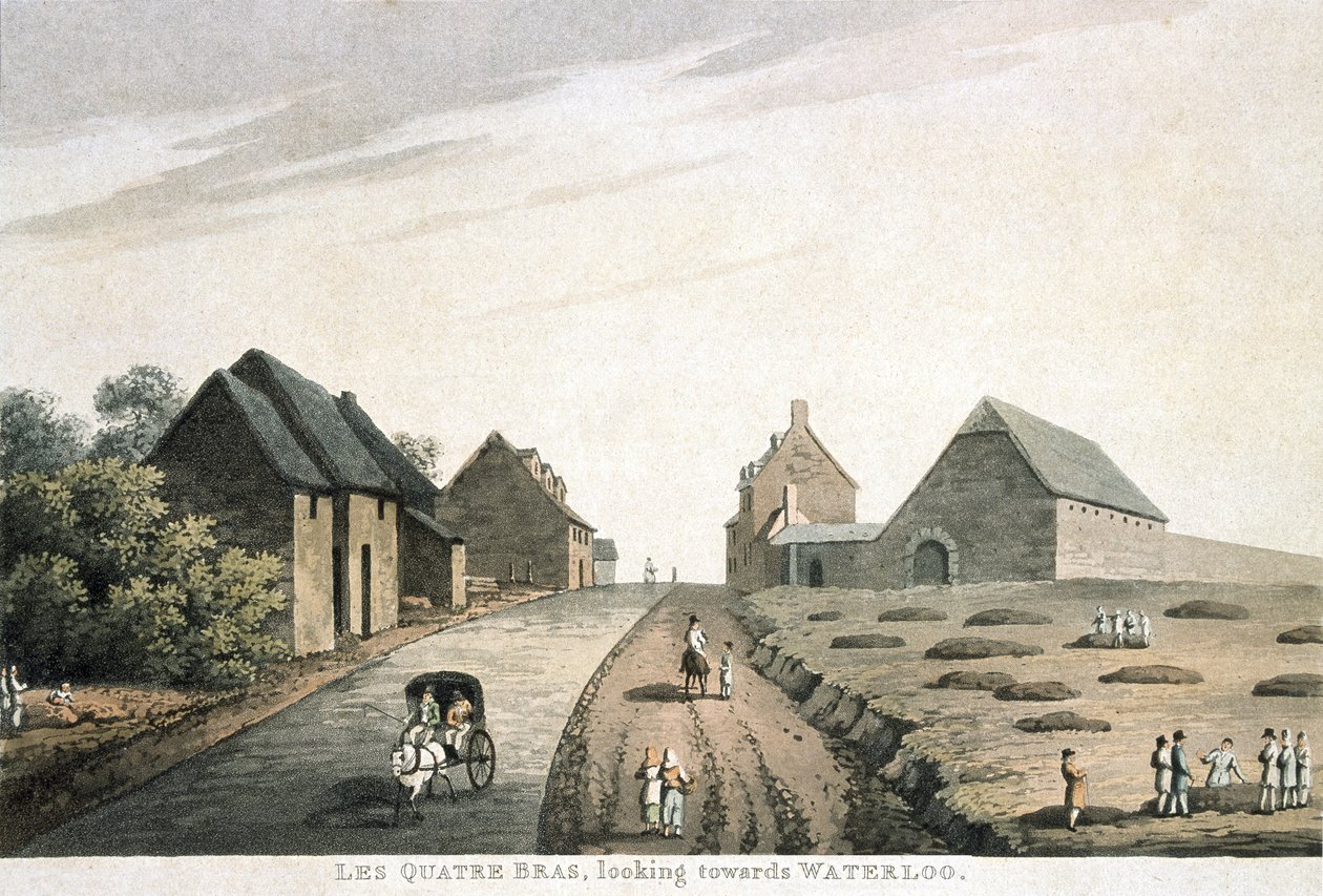 Les Quatre Bras, ser mot Waterloo, utgitt av R. Bowyer av English School