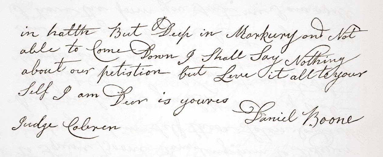 Brev fra Daniel Boone til dommer John Cobren, original datert 5. oktober 1809 (se også 619583) av English School