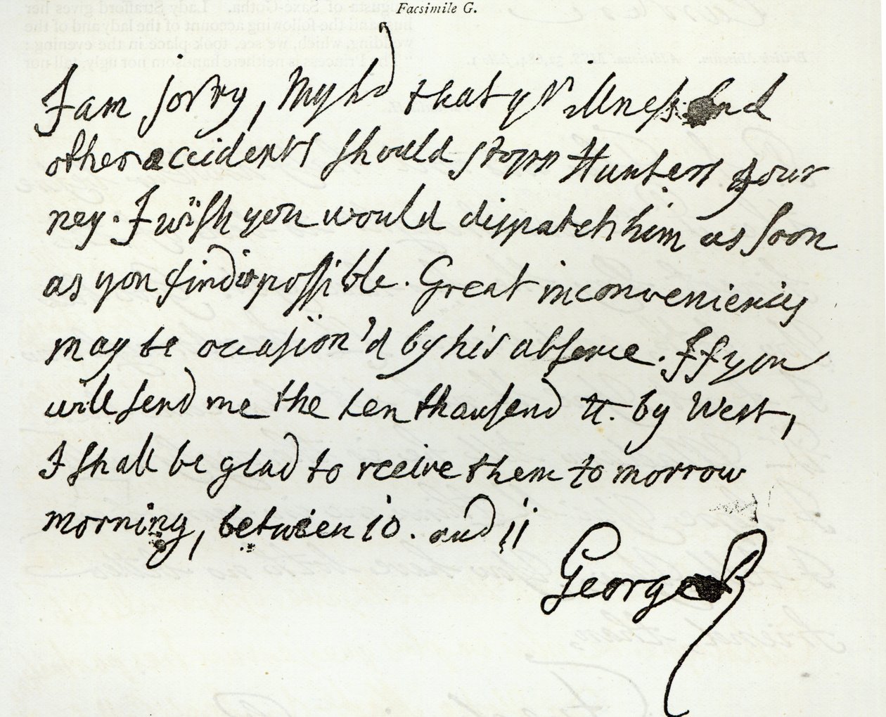 Brev fra George II til hertugen av Newcastle, 1759, publisert i 'Leisure Hour', 1891 av English School