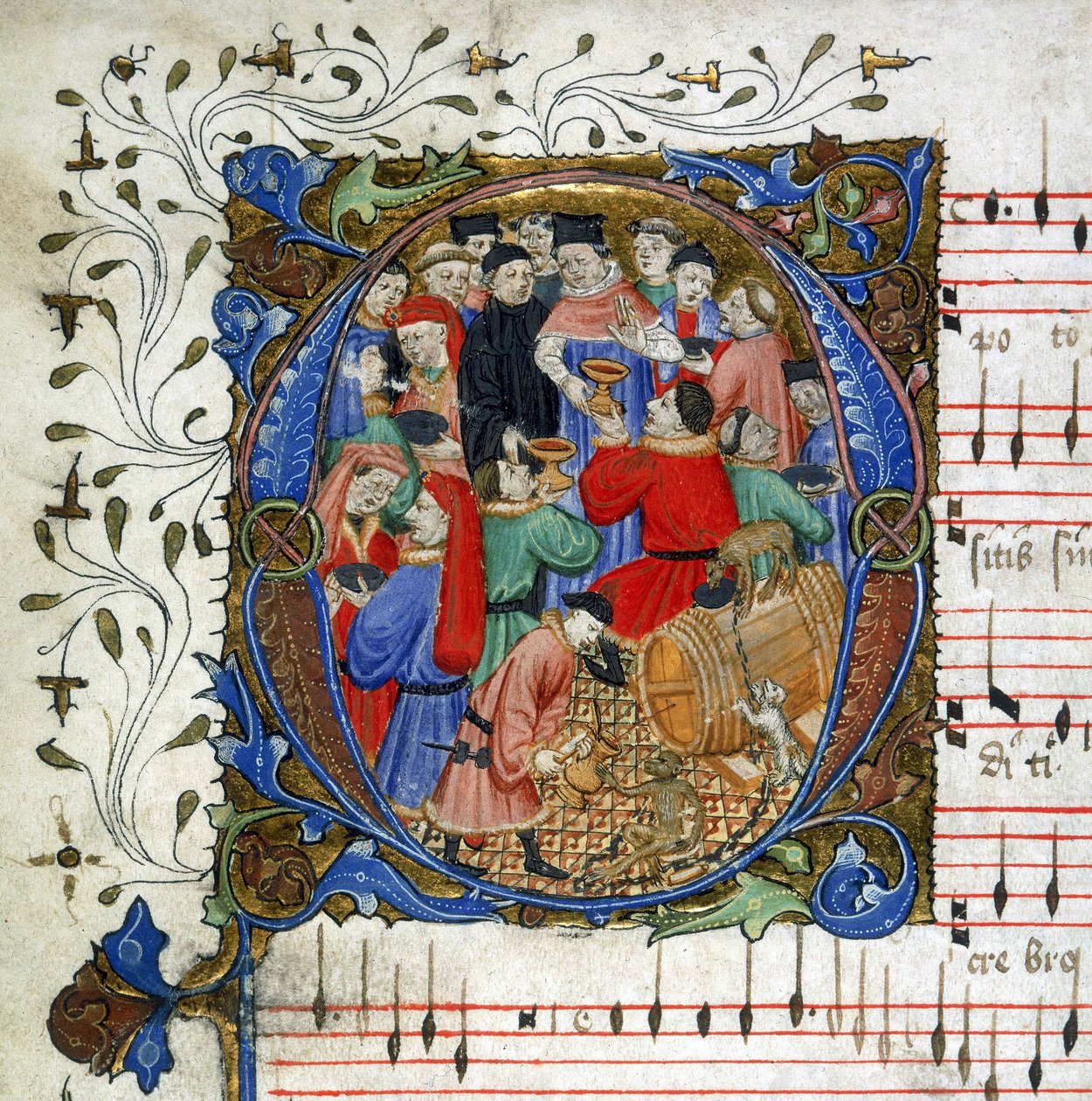Brev av en middelaldersk drikkesang fra Windsor Carol Book, ca. 1440 (miniatyr) av English School
