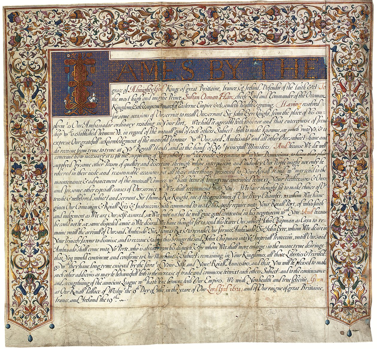 Brev til Sultan Osman Han fra King James VI & I av English School