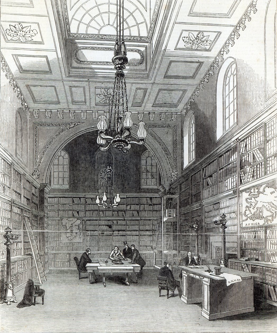Library of the House of Lords, fra 'The Illustrated London News', 22. mars 1845 av English School