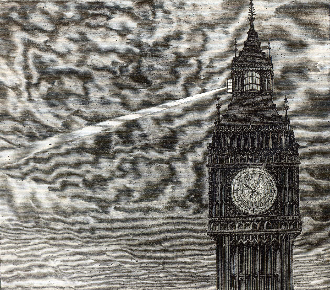Light on the Clock Tower, Houses of Parliament fra The Illustrated London News, 16. august 1873 av English School
