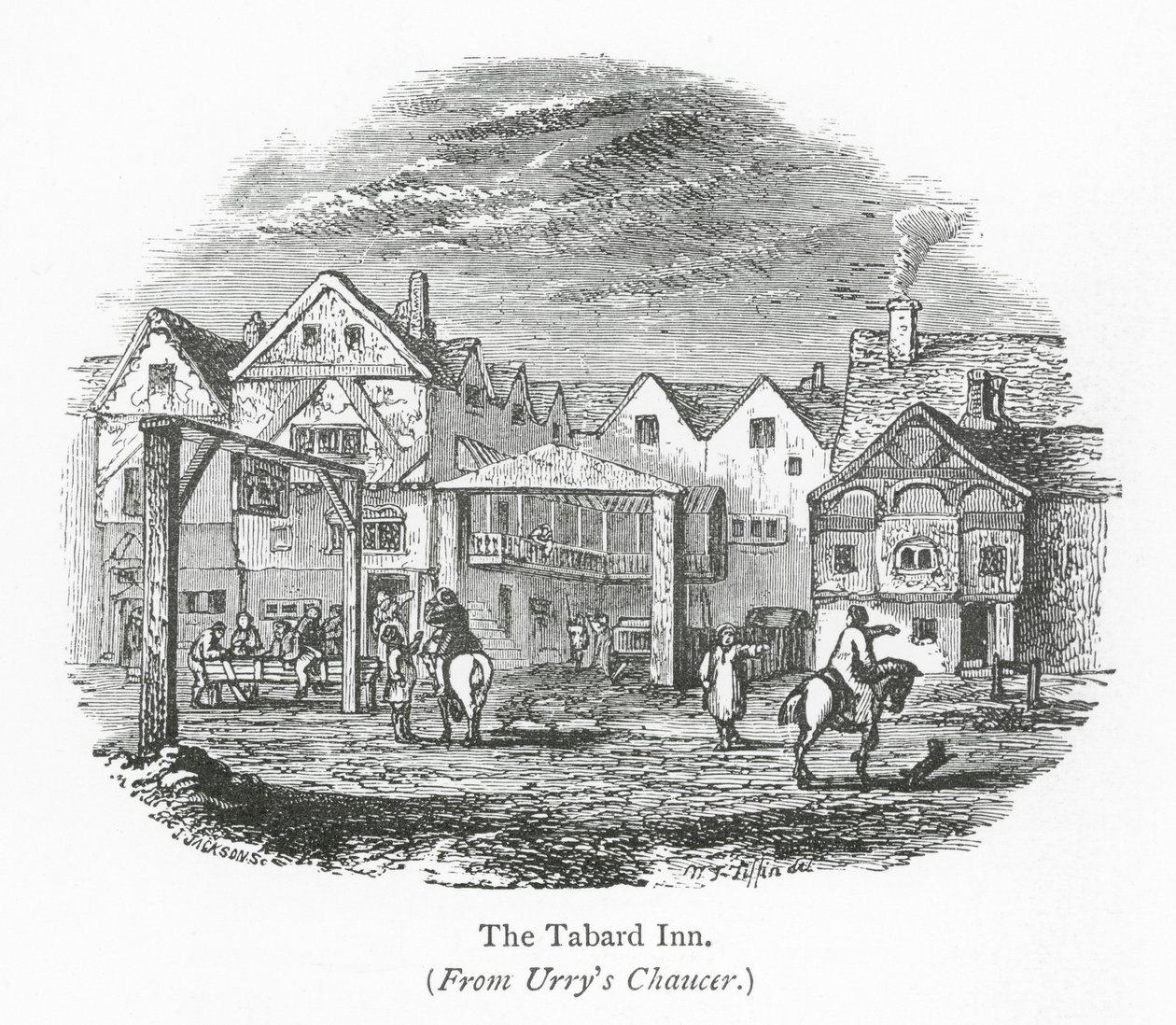 London-klubber: The Tabard Inn (gravering) av English School