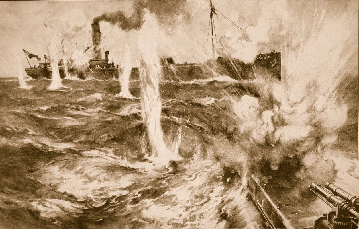 London Collier Wandle engasjerte en tysk ubåt i Nordsjøen 29. april 1916, 1914-19 av English School