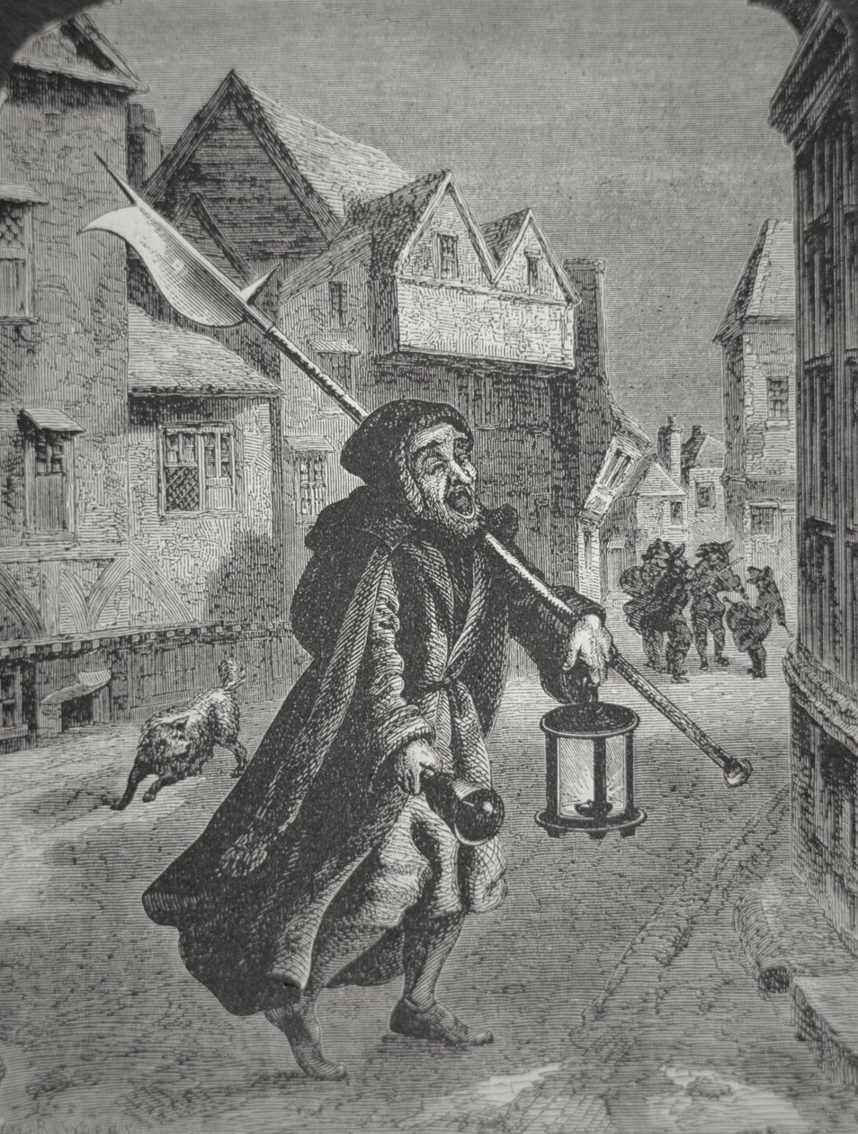 London Watchman på 1600-tallet (gravering) av English School