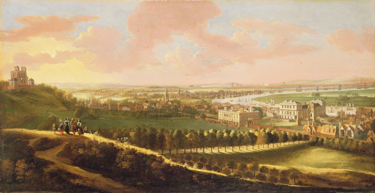 London fra Greenwich Hill, ca. 1680 av English School