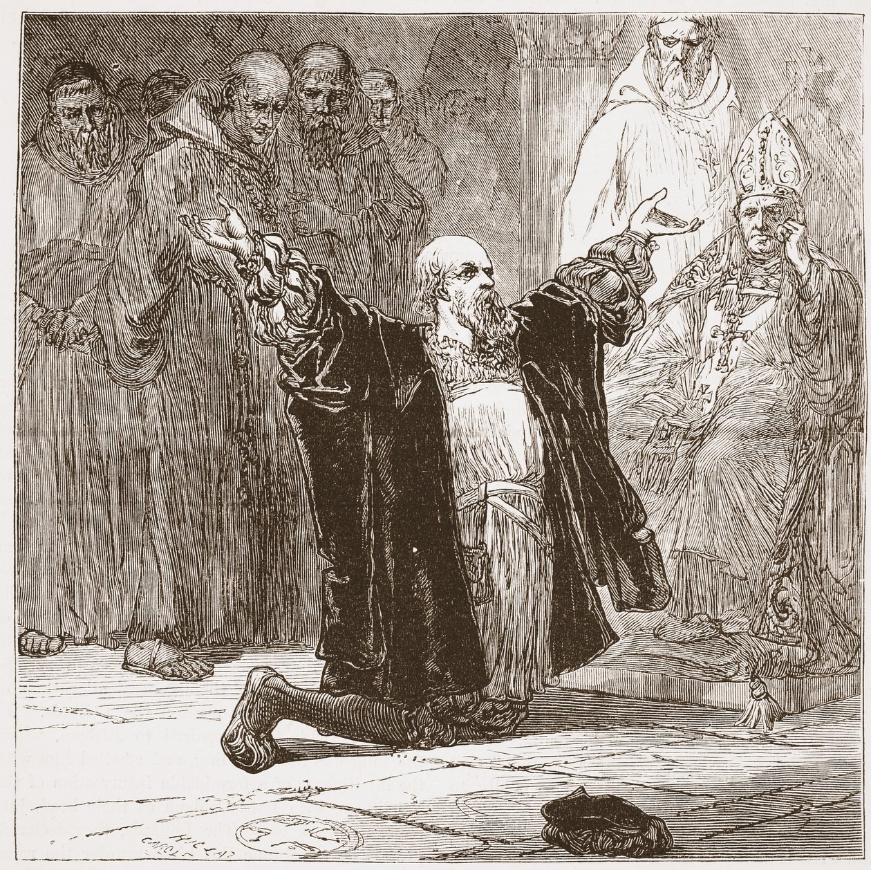 Lord Cobham før biskopene, illustrasjon fra The History of Protestantism av James Aitken Wylie (1808-1890), pub. 1878 av English School