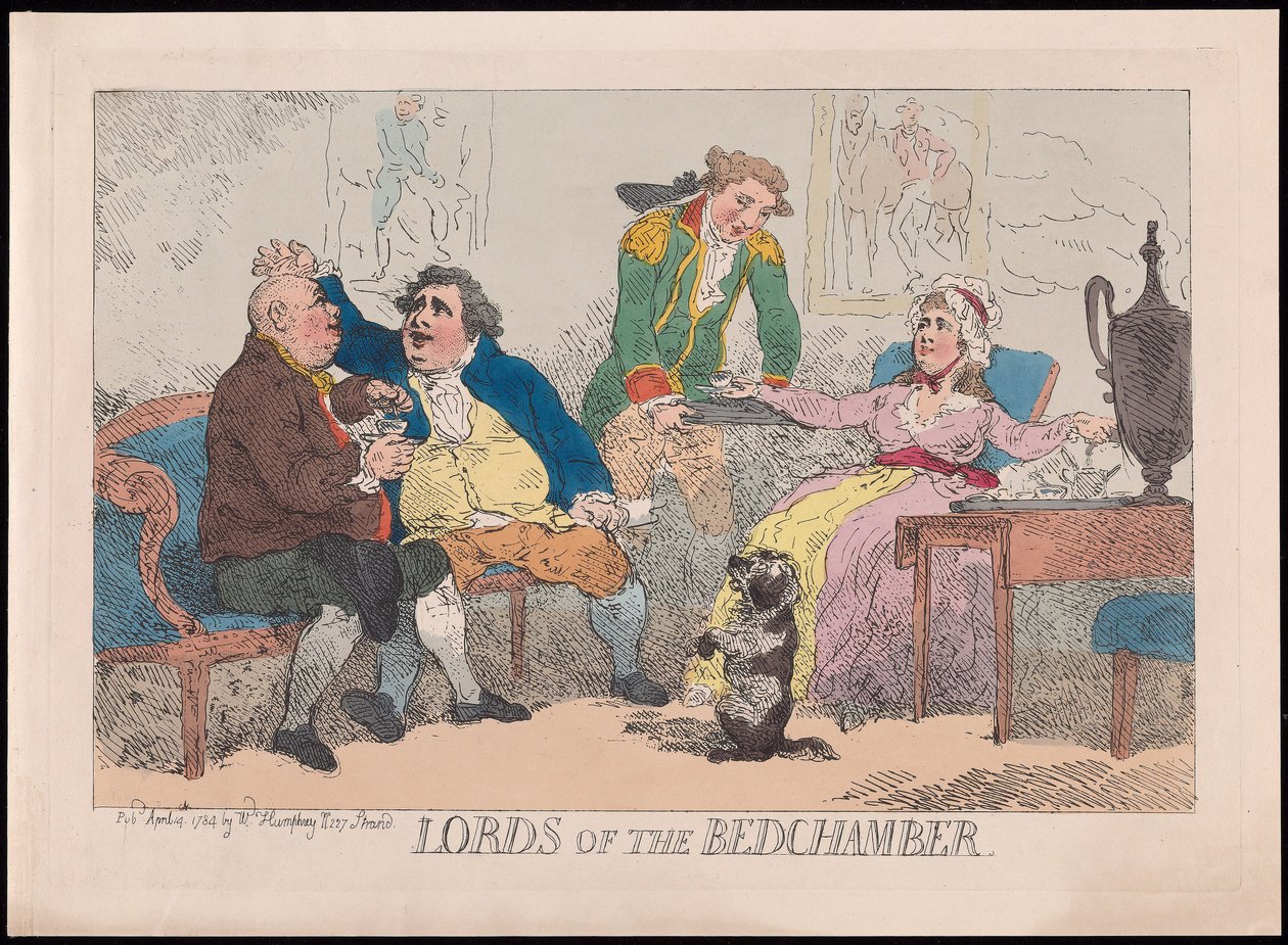 Lords of the Bedchamber, pub. 1784 (håndfarget gravering) av English School