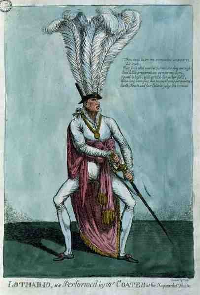"Lothario, fremført av Mr Coates på Haymarket Theatre, 9. desember 1811, pub. av William Holland av English School