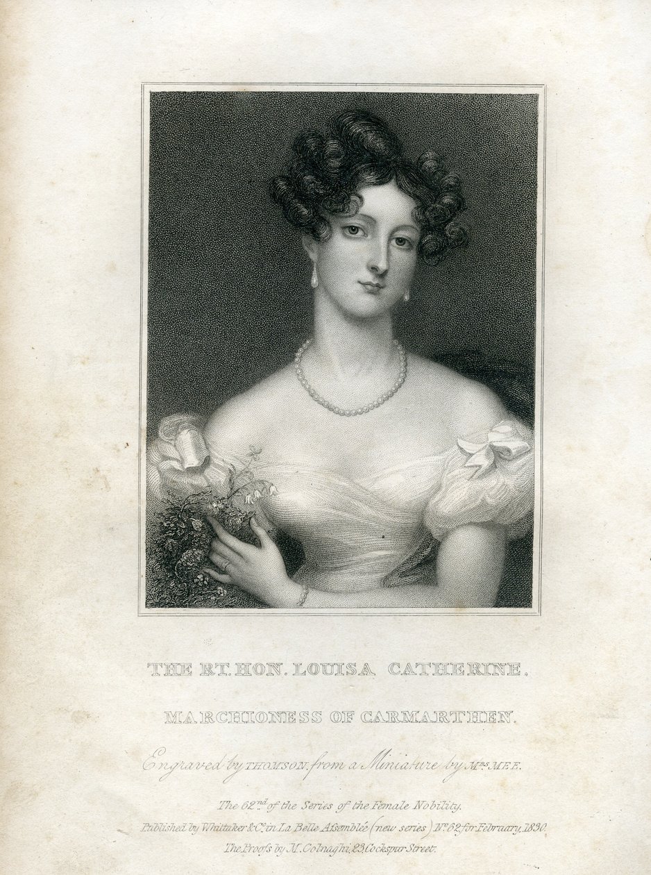 Louisa Catherine Osborne, hertuginne av Leeds da Marchioness of Carmarthen, 1830 av English School