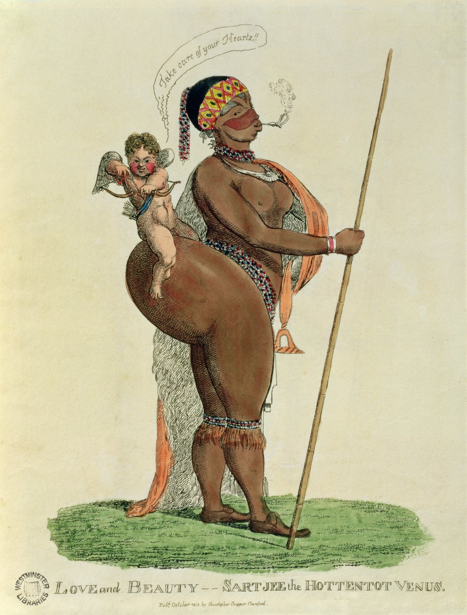 Kjærlighet og skjønnhet - Sartjee the Hottentot Venus, 1810 av English School