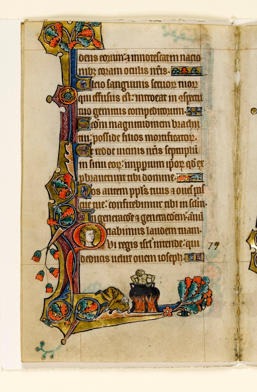 MS 1-2005, fol. 116v: In the Cauldron, marginal dekorasjon fra Macclesfield Psalter, Use of Sarum, East Anglia, ca. 1330 av English School