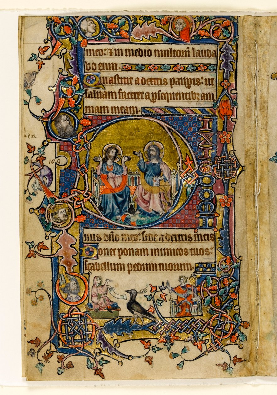 MS 1-2005, fol. 161v: The Father and Son, historisk initial fra Macclesfield Psalter, Use of Sarum, East Anglia, ca. 1330 av English School