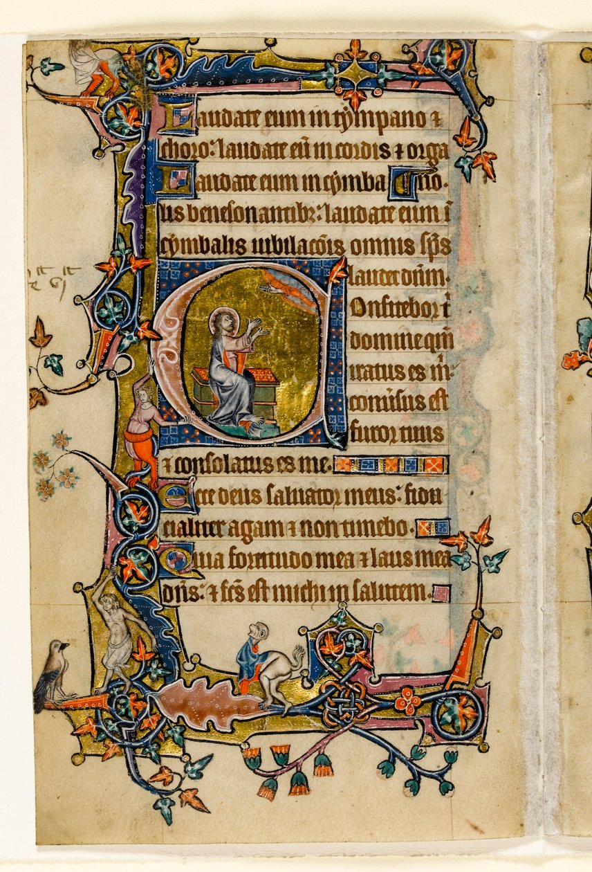 MS 1-2005, fol. 207v: Isaiah Praying, historisk innledning a fra Macclesfield Psalter, Use of Sarum, East Anglia, ca. 1330 av English School