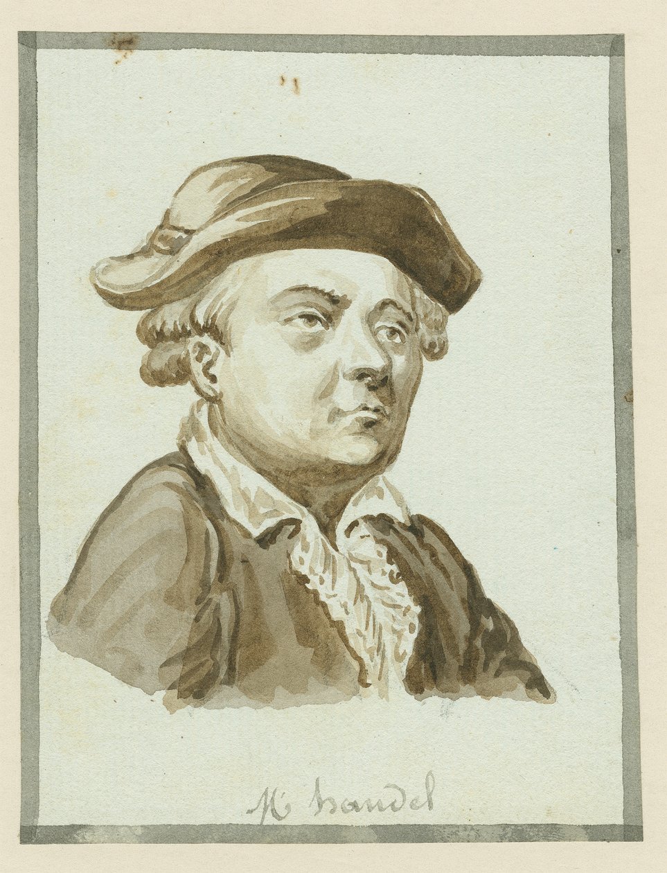 M. Handel, midten av 1800-tallet (blekk på papir) av English School