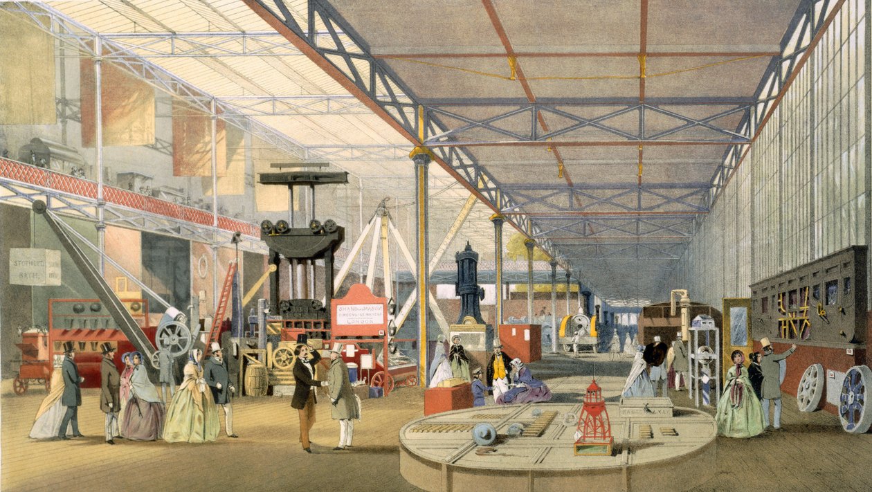 Machinery, fra Dickinsons Comprehensive Pictures of the Great Exhibition of 1851 publisert 1854, fargelitografi av English School