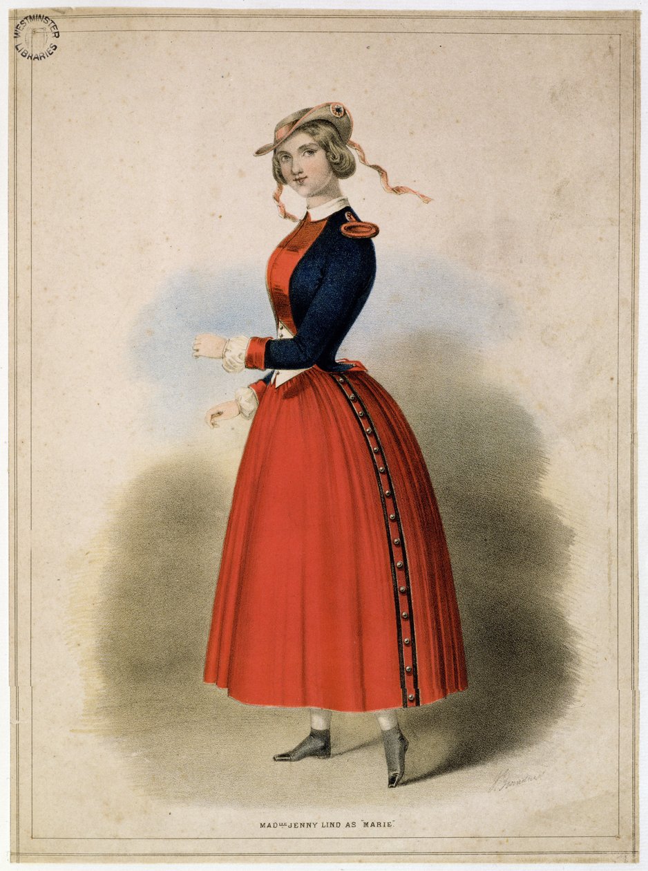 Mademoiselle Jenny Lind (1820-87) som Marie, ca. 1847 av English School
