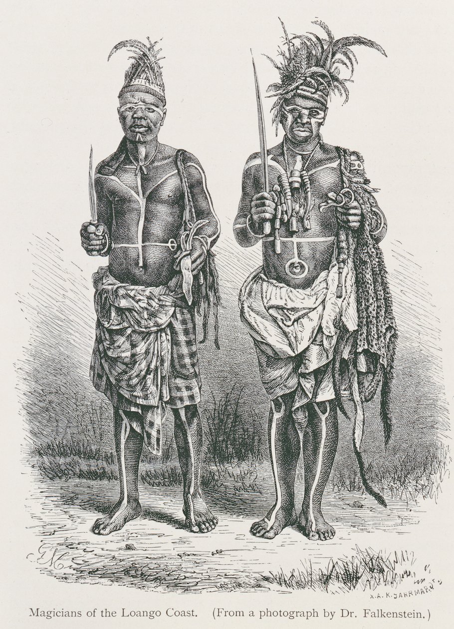 Magicians of the Loango Coast, gravert fra et fotografi av Dr. Falkenstein, fra 