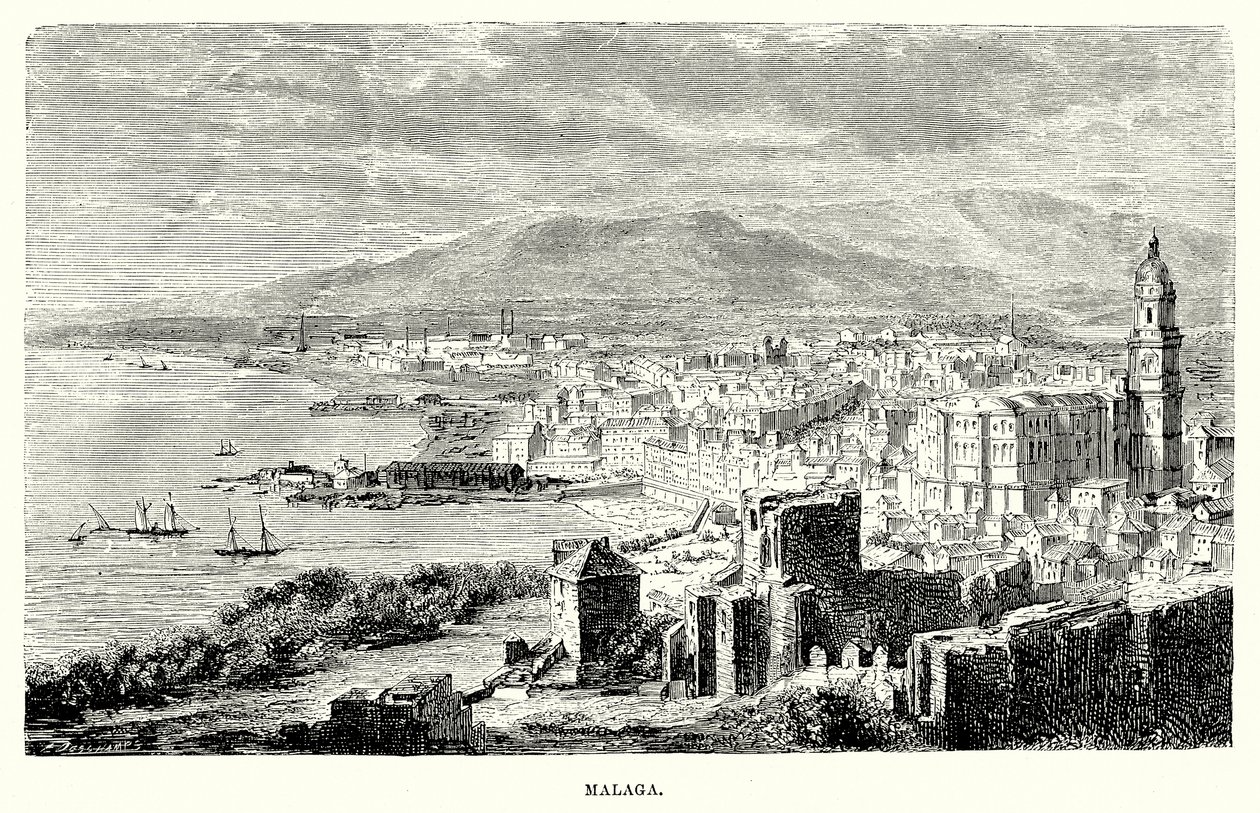 Malaga (gravering) av English School