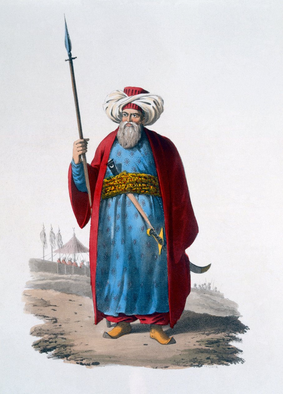 Mameluke-offiser, 1818 (farget akvatint) av English School
