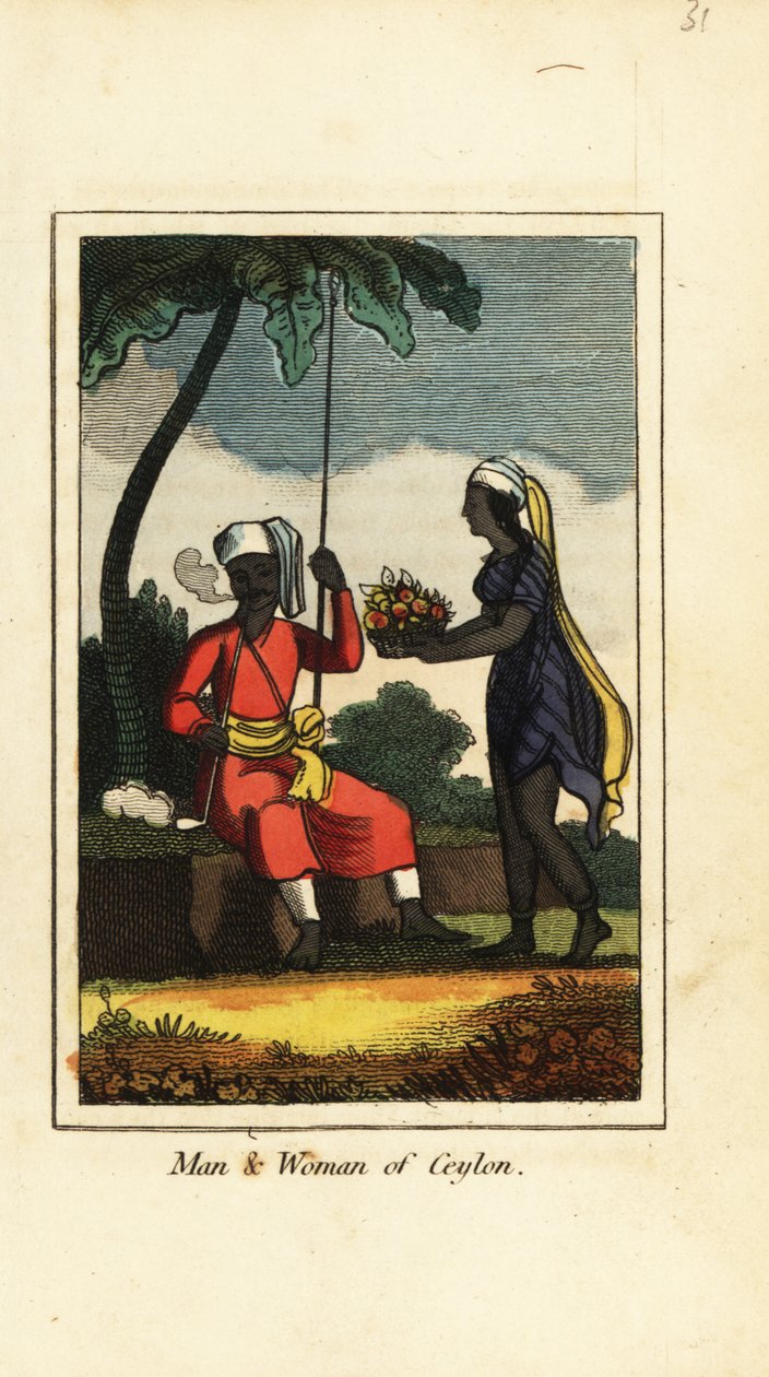 Mann og kvinne fra Ceylon (Sri Lanka) av English School